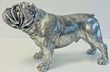 British Bulldog Ornament for Living Room Statue Silver Home Decor Dog