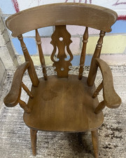 Solid Wooden Carver Chair With Arms - 60x60x90cm - Patterned Back