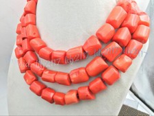 Natural Orange Coral 12-14mm Irregular Freeform Gemstone Beads Necklace 14-48''