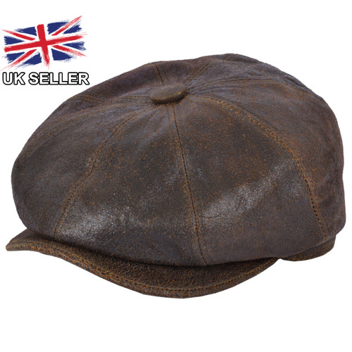 Mens leather newsboy cap - mens, 8