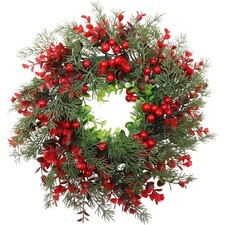 Xmas Faux Red Berry Wreath  Artificial Festive Xmas Wreath Front Door 35cm