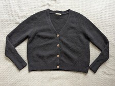 Sessun Sweater Women Large Black Swann Cardigan Alpaca Wool Blend Button Up