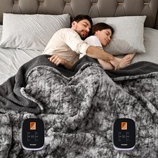 WOOMER Heated Blanket King Size, Size 100" x 90", Marble Grey 