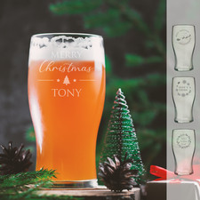 Personalised Pint Glass Custom Engraved Christmas Beer Glass Unique Gift Idea