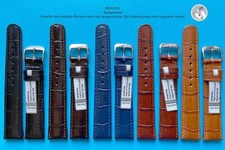Clip watch band for fixed bars cowhide crocooptics black, brown 16 to 20 mm