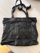 Galliano Leather Black Tote Bag With Gazette Lining