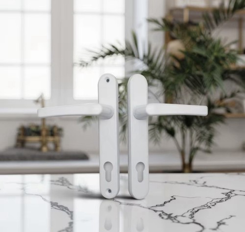 Upvc white door spring handles - upvc,