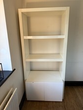 Habitat heavy white bookshelf with cupboard