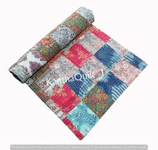 Queen Vintage Patchwork Kantha Quilt Blanket Bedspread Coverlet Bed Runner