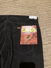 Men’s Lois Jeans 32W 32L Straight Black Cords 