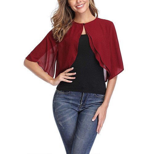 Women sheer chiffon bolero - sheer,