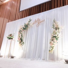 10ft 20ft Metal Wedding Stand Kits Falling Silky Sheer Backdrop Drape Curtain