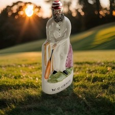 Antique Figurine Of The Cricketer W G Grace Staffordshire Flatback Cricket Gift