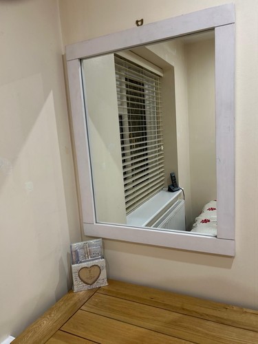 White framed wall mirror - wall,
