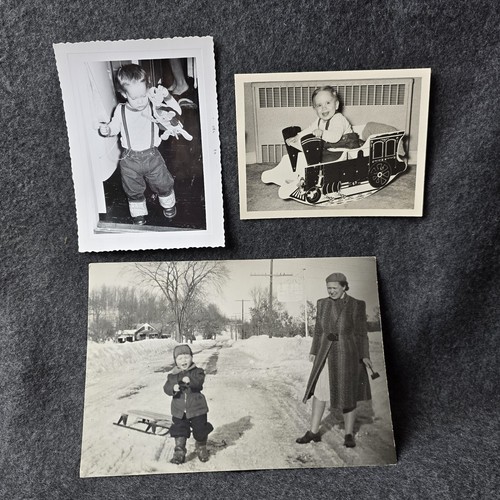 Vtg snapshot photo w - 3, b&w