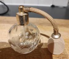Vintage clear cut glass perfume bottle atomiser very good condition 