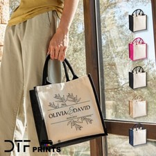 Personalised Midi Jute Classic Shopper Bag Custom Reusable Shopping Carrier Tote