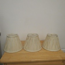 3 Laura Ashley Fabric Lamp Light Shades Pleated Cream Clip Candle Fenn Off White