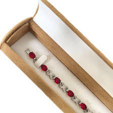 White Gold Finish Red Ruby And