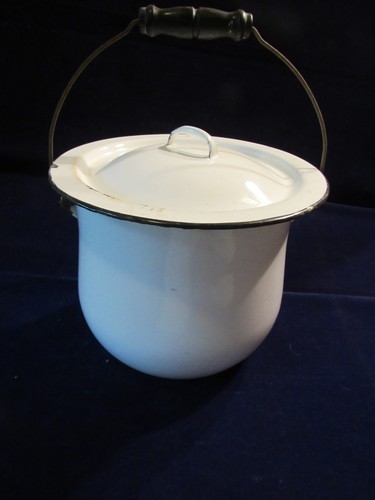 Vintage enamelware chamber - vintage,