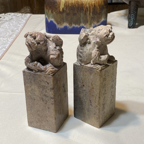 Pair large marble foo dog - pair,