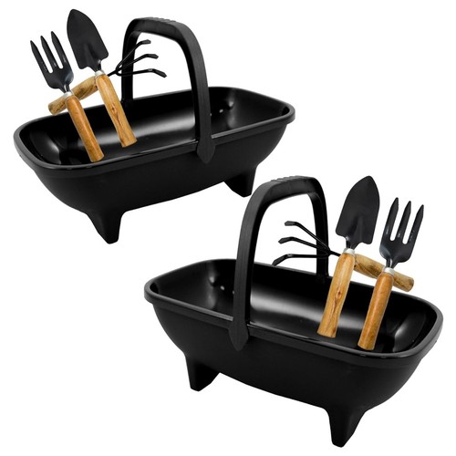 Black garden trug planter - black,