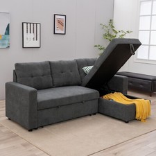 Linen/Faux Leather Sofa Bed