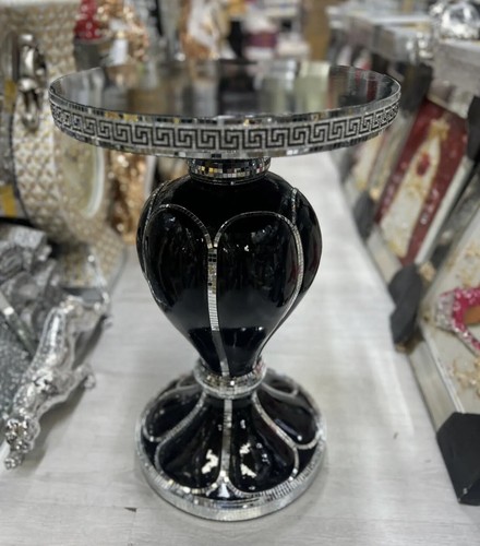 Black venetian mirrored table - black,