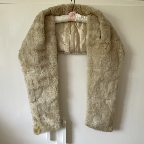 Vintage cream fur stole shrug - cream,