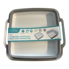 9L Collapsible Washing Bowl Round Kitchen Basin Sink Cutlery Tidy Camping 38cm