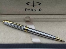 Parker Sonnet Series Ballpoint Pen Silver Star Gold Clip Fine Nib Blue Ink