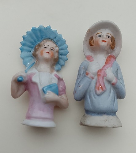 Pair antique porcelain pin - of,