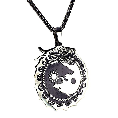 Wolf yin yang necklace - wolf,