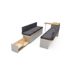 Van Furniture - 1800 SIDE PODS -  Light Grey - Ply Camper Seat Bed  - VW T5 T6 