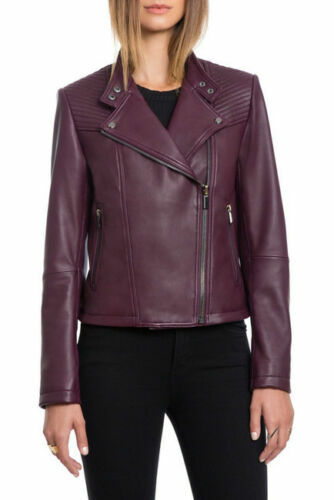 Women purple leather - purple, jacket