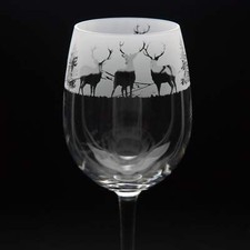 Stag Crystal Wine Glass - Hand Etched/Engraved Gift