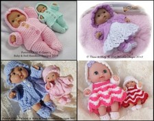 *4* BABYDOLL HANDKNIT DESIGNS KNITTING PATTERNS CBC3 FOR 5 & 8" BERENGUER DOLLS