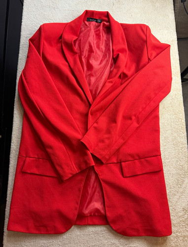 Boohoo red lined long - lined, blazer