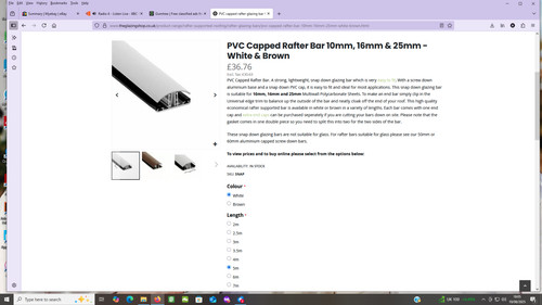 Length of white pvc - of,
