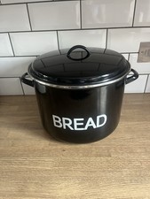 Judge - Vintage - Large Enamel Black Bread Crock Bin - Kitchen Storage Handles