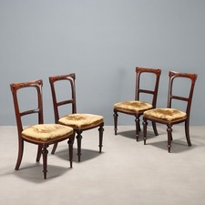 Antique Chairs Mahogany Fabric Padding Italy XX Century Originals