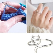 Cat Design Finger Ring Yarn Tension Guide Ideal for Knitting Crochet Wool CH1