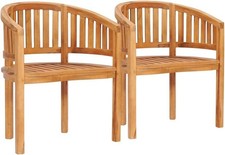 2x Solid Teak Wood Banana