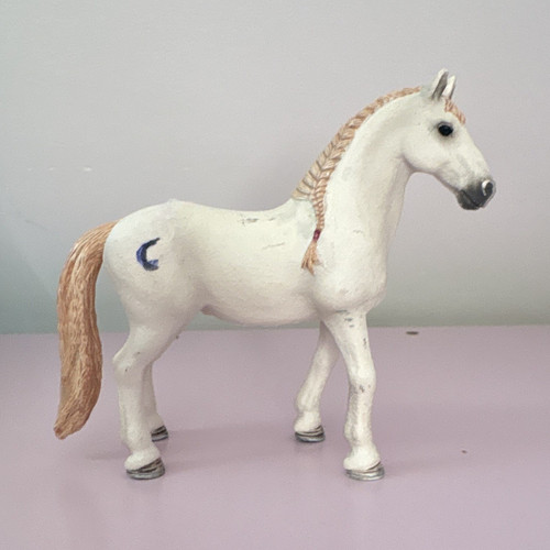 White horse plastic figurine - plastic,