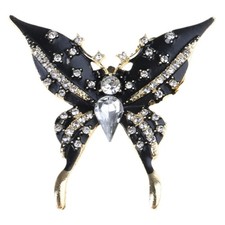 Elegant Black Butterfly Brooch