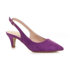 WOMENS LADIES LOW MID HEEL 50s 60s SMART PARTY SLINGBACK SHOES SANDALS SIZE