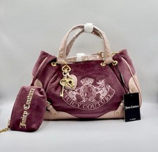 Juicy Couture Scottie Twig Dog Velvet Shoulder Bag Nuova Bordeaux Pink BNWT