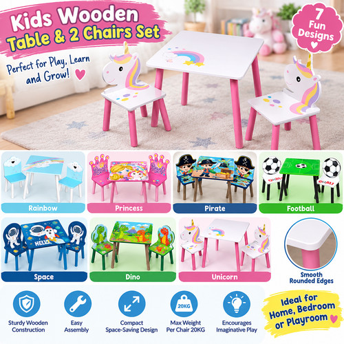 Kids wooden table 2 chairs - kids,