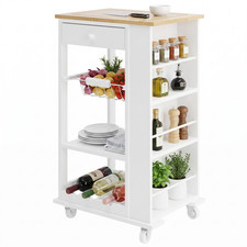 White Bamboo Kitchen Trolley