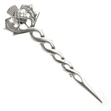 Scottish sterling silver Celtic thistle kilt brooch or cloak pin in gift box